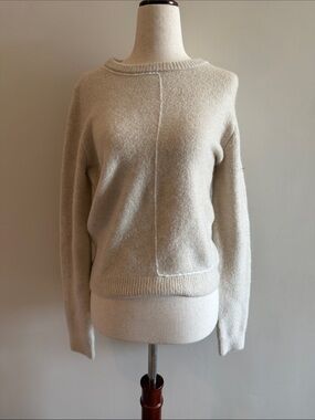 Zara Cream Crewneck Sweater with Center Seam